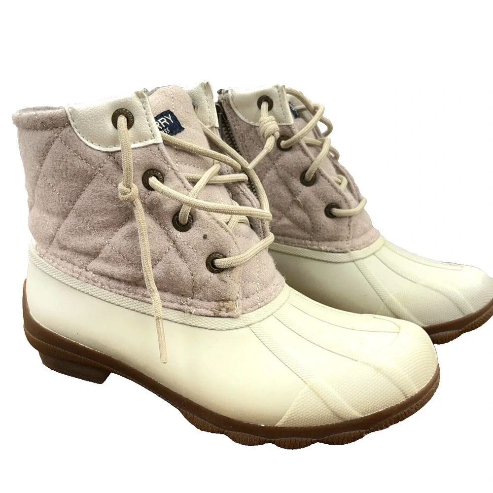 Sperry Duck Boots Women Size 5 Top Sider Syren Gulf Wool Quilt Oatmeal  STS82538